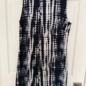 Elegant Navy Blue and White Tie-Dye Michael Kors dress
